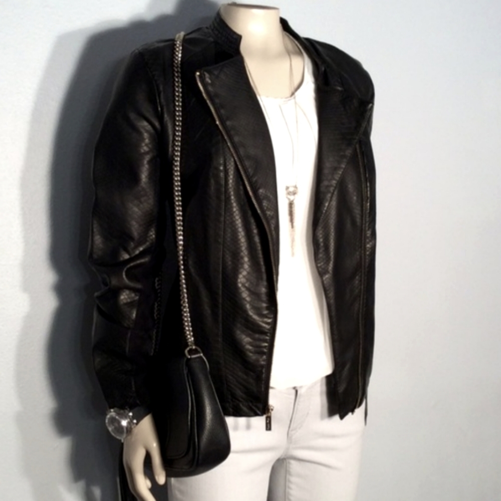 Calvin Kleins Snake Print Moto Jacket